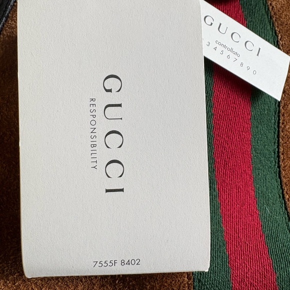 GUCCI Ophidia suede and patent leather crossbody bag, brown and black - Picture 6 of 6